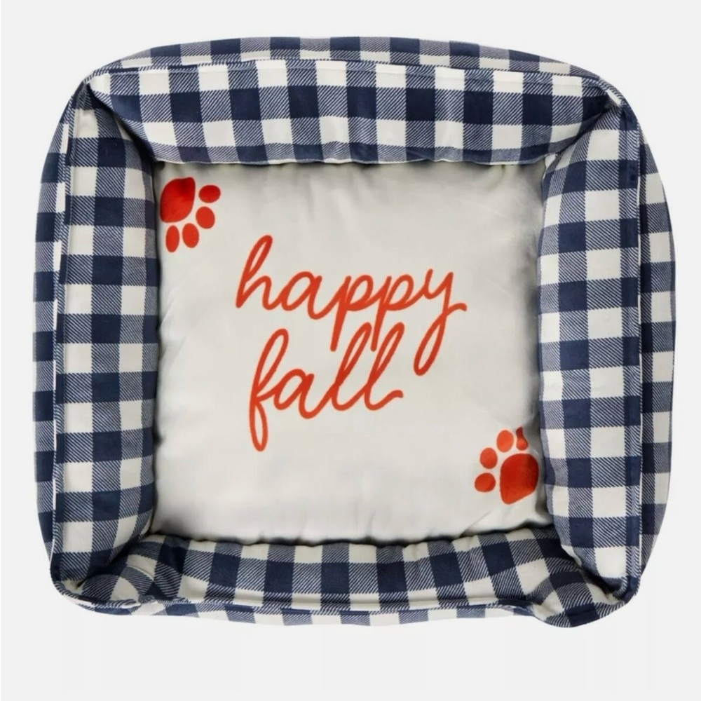 Happy Fall Plaid Pet Bed